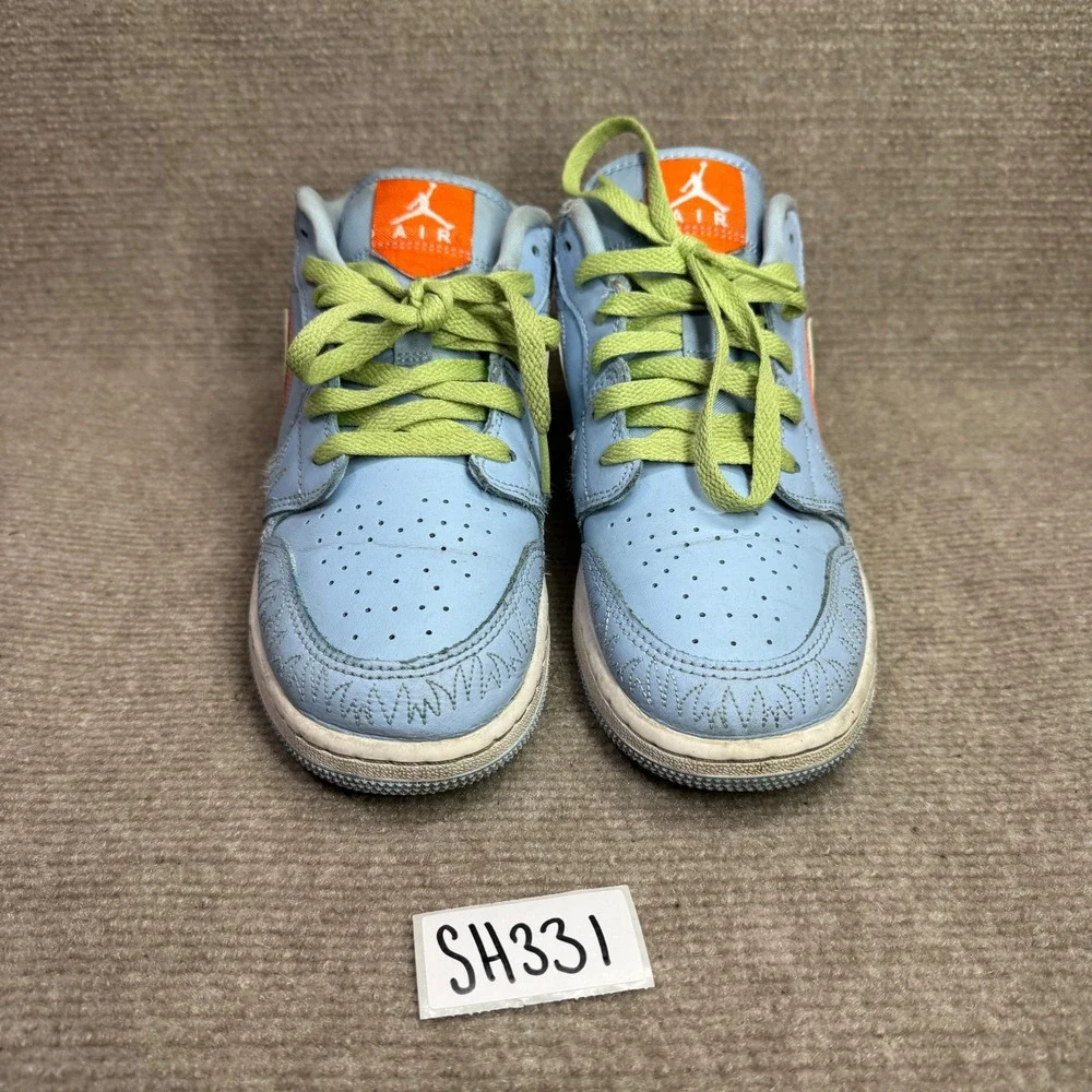 Nike Air Jordan 1 Low SE Youth 6.5Y Light‎ Blue Lime Sneakers DO8227-400